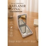safestore Peluş Çerçeveli Büyüteçli Katlanır Cep Aynası - Kompakt ve Şık Tasarım
