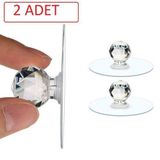 Safestore Şeffaf Kristal Başlıklı 2'li Yapışkanlı Kulp Dolap Çekmece Kulp Tutacak Askı