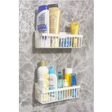 SAFESTORE Yapışkanlı Banyo Rafı 2'li Banyo Düzenleyici Duş Rafı Kanca Askılı Organizer Şampuanlık Plastik