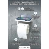 safestore Yapışkanlı Raflı Tuvalet Kağıtlığı ve Akıllı Telefon Standı Banyo Rafı