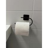 SAFESTORE Yapışkanlı Tuvalet Kağıtlığı, Modern Siyah Mat, Metal, 15x15 cm