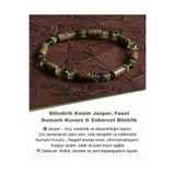 Saff Doğal Taş Sertifikalı Doğal Silindirik Kesim Jasper, Faset Dumanlı Kuvars & Zebercet (Peridot) Bileklik