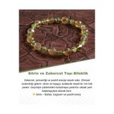 Saff Doğal Taş Sertifikalı Orijinal Doğal Sitrin ve Zebercet (Peridot) Taşı Bileklik