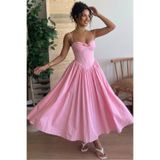 Safgiyim44 Askılı Prenses Model elbise - Pembe