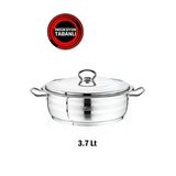 Safinox Çelik Flavia Metal Kulplu 24X08 Cm İndiksiyon Basık Tencere 3.7 Lt 18/10