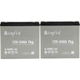 Safir 12 V - 24 Ah Grafen Jel Akü 2'li Set - Açık Gri
