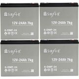 Safir 12 V - 24 Ah Grafen Jel Akü 4'lü Set Elektrikli Bisiklet Aküsü - Açık Gri