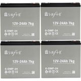 Safir 12 V - 24 Ah Grafen Jel Akü 4'lü Set Elektrikli Bisiklet Aküsü