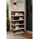 SAFİR 5 Katlı Rattan Görünümlü Ayakkabılık Ayakkabı Rafı Organizer