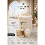 Safir 6 Litre Musluklu Zemzem Sebili Bardak Hazneli Plastik Su Sebili – Krem
