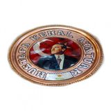 Safir Bakır Duvar Tablosu M.k. Atatürk Tablo Özel Elişçiliği 25 Cm A++ Kalite Safir Çay Kazanları