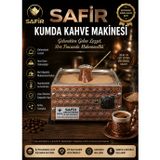 Safir Bakır Kumda Kahve Makinesi Büyük Boy Cezve Dahil Orta Boy 35X28 Cm Ebatlı 4 Cezvelik Bakır Kumda Türk Kahve Makinesi