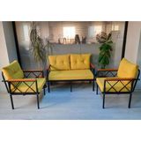 Safir Balkon-Bahçe-Kafe-Çay Seti-Koltuk Takımı-Oturma Grubu-Ofis Koltuğu - Sarı