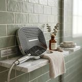 Safir Bath Aria Krom Siyah Butonlu Robot Duş Başlığı Seti (Tepe ve El Duşu)