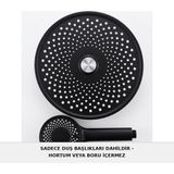Safir Bath Mat Siyah Fonksiyonlu Yuvarlak Tepe ve El Duşu Başlık Seti - Banyo Duş Başlığı (Sadece Başlıklar)