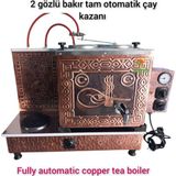 SAFİR ÇAY KAZANLARI 2 Gözlü Bakır Çay Ocağı Çiftli Bayrak ve Osmanlı Tuğra modelli Bakır Çay Kazanı Tüplü Çay Semaveri