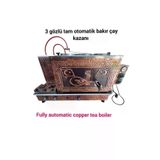 SAFİR ÇAY KAZANLARI 3 Gözlü Bakır Çay Ocağı Çiftli Bayrak Ve Osmanlı Tuğra Modelli Bakır Çay Kazanı Tüplü Çay Semaveri 231120242005