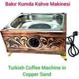 SAFİR ÇAY KAZANLARI 35X28 Ebatlı Bakır Kumda Kahve 3-4 Cezvelik Bakır Kumda Kahve Makinesi Safir Kumda Kahve