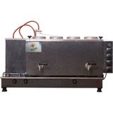 Safir Çay Kazanları 4 Demlikli Çay Ocağı 4 Gözlü Gümüş Gri Boyalı Çay Kazanı Elektrik + Tüplü Çay Semaveri Ets Sistemli