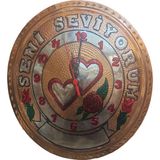 SAFİR ÇAY KAZANLARI Bakır Duvar Saati Kişiye Özel Seni Seviyorum Yazılı Ikiz Kalpli Bakır Duvar Saati Özel El İşlemesi
