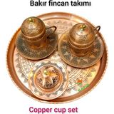 SAFİR ÇAY KAZANLARI Bakır Kahve Fincan Takımı Bakır Kahvelik 2 Kişilik Bakır Kahve Fincan Takımı Iğneli Motif