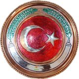 Safir Çay Kazanları Bakır Tablo Türk Bayrağı Modelli 25 Cm Ebatlı Özel El İşçiliği A++ Kalite