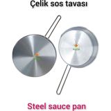 SAFİR ÇAY KAZANLARI Çelik Sosluk Çelik Sos Tavası 20 cm Ebatlı büyük boy 430 kalite Çelik Sos Tavası iki adet
