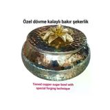 SAFİR ÇAY KAZANLARI Özel Dövme Kalaylı Bakır Şekerlik Bakır Şekerdanlık Bakır Lokumluk Orta Boy Şekerlik 21012025bakırbeyaz