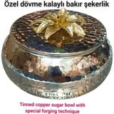 SAFİR ÇAY KAZANLARI Özel Dövme Kalaylı Bakır Şekerlik Bakır Şekerdanlık Bakır Lokumluk Orta Boy Şekerlik