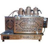SAFİR ÇAY KAZANLARI Safirim Bakır Çay Kazanı 3 Gözlü Bakır Çay Ocağı Bakır Semaver Sadece Elektrikli Bakır Çay Makinesi.