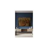 Safir Design Salon Için Antik Formlu Derinlikli Fosil Resmi Çerçeveli Tablo, Doğal Taş Görünümlü Spiral Formlu Çerçeveli Tablo