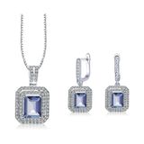Safir Full Tas Baget Attractive Kadin Kolye Kupe Seti