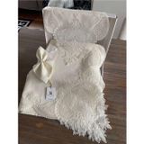 Safir Home Collection Salkım Masa Örtüsü 12 Kişilik Linen Kumas Krem Sofra Takımı