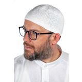 Safir İnce Örme Dantel Namaz Takkesi Beyaz 1 Adet