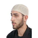 Safir İnce Örme Dantel Namaz Takkesi Krem 1 Adet
