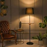 Safir Light 155x37x37 cm Siyah Ahşap Detaylı Metal Lambader