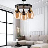 Safir Light Embudo Bal Camlı 3'lü Siyah Plafonyer Avize