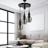 Safir Light Pera Füme Camlı 3'lü Siyah Avize
