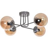 Safir Modern Tasarım Salon Yatak Odası Mutfak Gri Renk Bal Camlı 4 Lü Avize