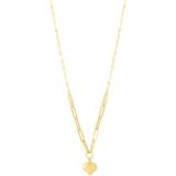 Safir Mücevher Lovely Ataç Çift Zincir Kalp 14 Ayar Altın Kadın Kolye - Gold - Standart