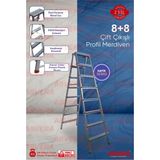 Safir Serisi - 8 8 Basamaklı Çift Çıkışlı Galvanizli Profil Merdiven (Ev, Bahçe, Işyeri Için Uygun)