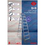 Safir Serisi - 9 9 Basamaklı Çift Çıkışlı Galvanizli Profil Merdiven (EV, BAHÇE, IŞYERİ IÇİN UYGUN)