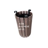 Safirkom (65 Lt.) Kompozit (Ahşap+Plastik) Yuvarlak Çöp Kovası Kahverengi