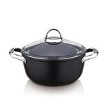 Saflon 3624 Titanium 24 cm 4.70 Lt Derin Tencere - Siyah