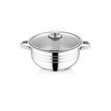 SAFLON Bestinox 24x12 Cm Boru Kulplu Cam Kapaklı Çelik Derin Tencere-4.75 Litre