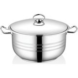 Saflon Bestinox 34x21 cm Flanşlı Kulp Çelik Kapaklı Çelik Derin Tencere-19 Litre - 34X20 CM - Gümüş