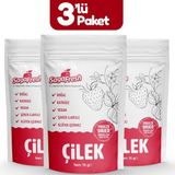 Saga Fresh 3'lü Dondurularak Kurutulmuş Çilek Dilimleri (3*15g) Doğal ve Katkısız Atıştırmalık - 45 gr