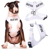 Sağır Köpek (Köpek Sınırlı / İşitmez) Beyaz Renk Kodlu Çekmesiz Ön ve Arka D Halka Dolgulu ve Su Geçirmez Yelek Köpek Koşum Takımı Köpeğinizin Diğerlerini Önceden Uyararak Kazaları Önler (L)