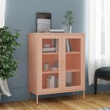 Sağlam Pembe Saklama Dolabı, 80 x 35 x 101,5 cm, Çelik Yardımcı Dolap, 2 Tel Örgü Kapılı ve Ayarlanabilir Raflı Ev ve Garaj Organizasyonu için