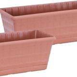 Sağlam Plastik Balkon Saksı 2'Li Set 30 cm-40 cm - Kahverengi